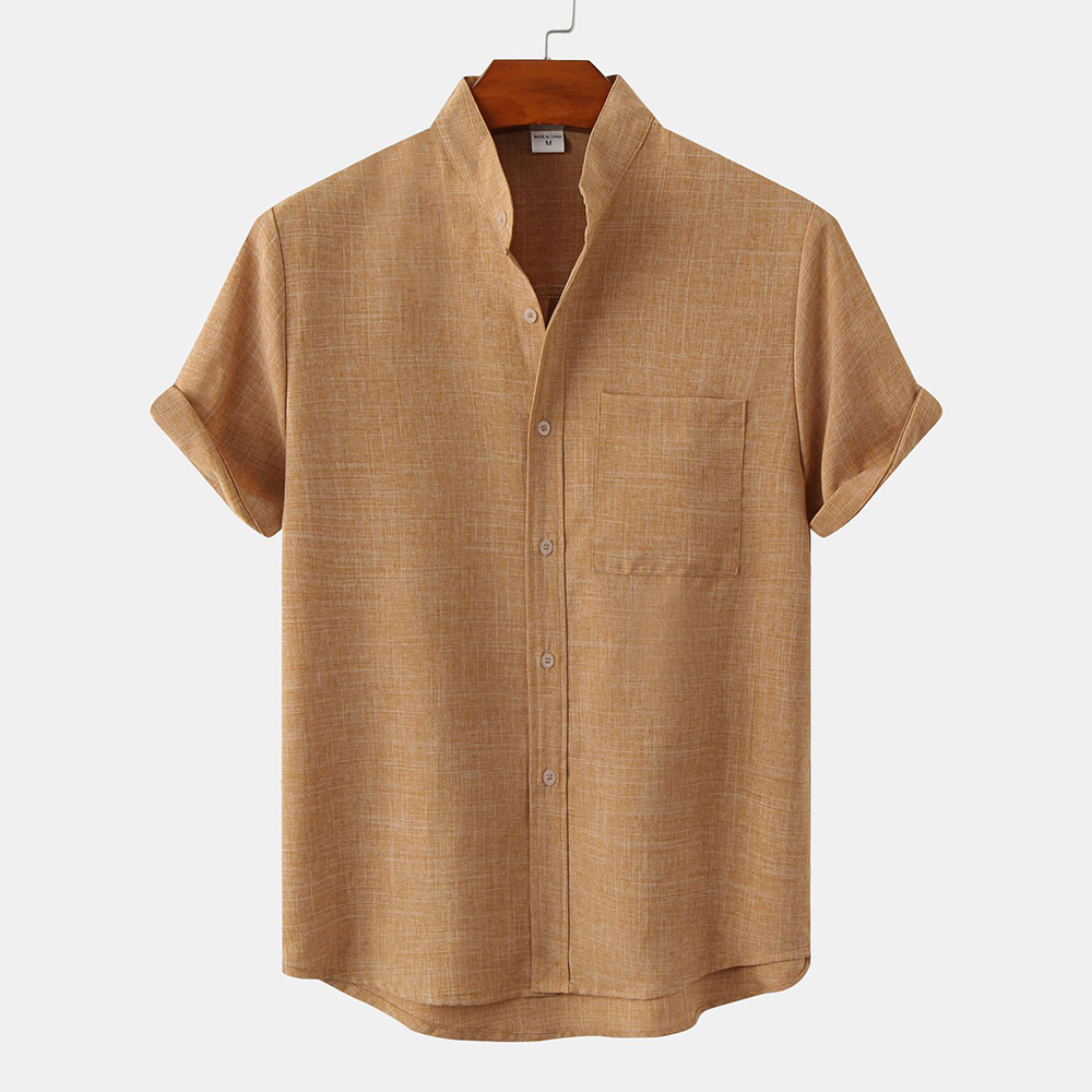 Feliztesoro 2023 verano nuevas camisas de hombre de lino de algodón de color sólido