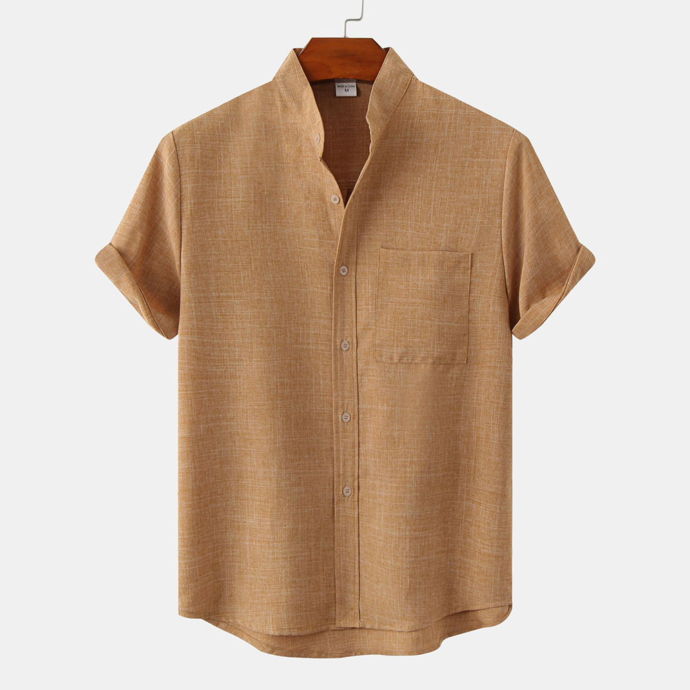 Feliztesoro 2023 verano nuevas camisas de hombre de lino de algodón de color sólido