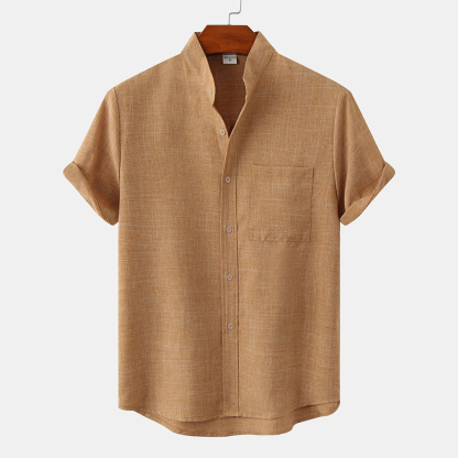 Feliztesoro 2023 verano nuevas camisas de hombre de lino de algodón de color sólido