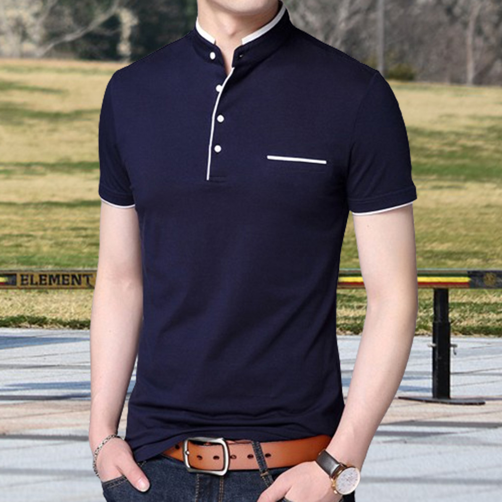 Gentlemenmode™ Sommer-Herren-T-Shirt mit Stehkragen und kurzen Ärmeln