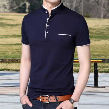 Gentlemenmode™ Sommer-Herren-T-Shirt mit Stehkragen und kurzen Ärmeln