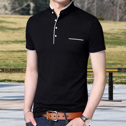 Gentlemenmode™ Sommer-Herren-T-Shirt mit Stehkragen und kurzen Ärmeln