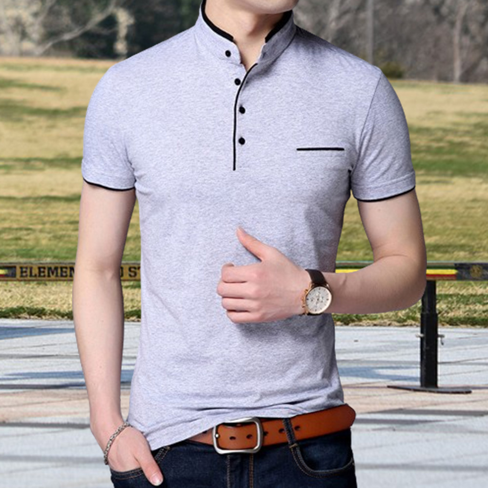 Gentlemenmode™ Sommer-Herren-T-Shirt mit Stehkragen und kurzen Ärmeln
