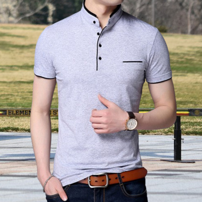 Gentlemenmode™ Sommer-Herren-T-Shirt mit Stehkragen und kurzen Ärmeln