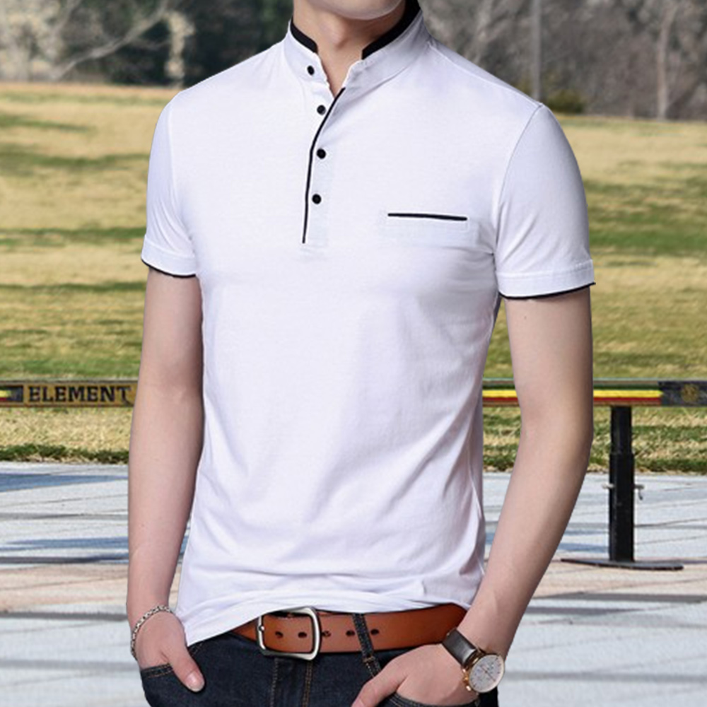 Gentlemenmode™ Sommer-Herren-T-Shirt mit Stehkragen und kurzen Ärmeln
