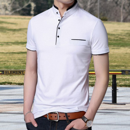 Gentlemenmode™ Sommer-Herren-T-Shirt mit Stehkragen und kurzen Ärmeln