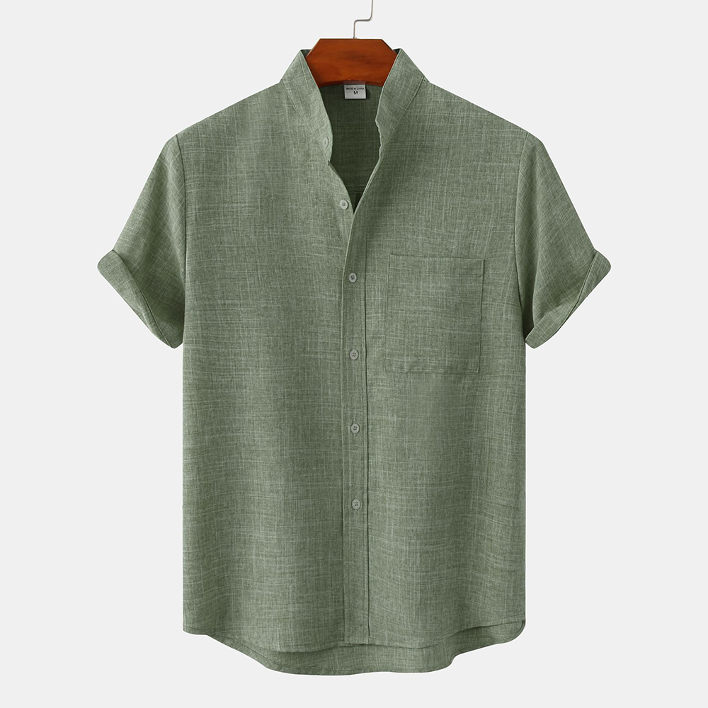 Feliztesoro 2023 verano nuevas camisas de hombre de lino de algodón de color sólido