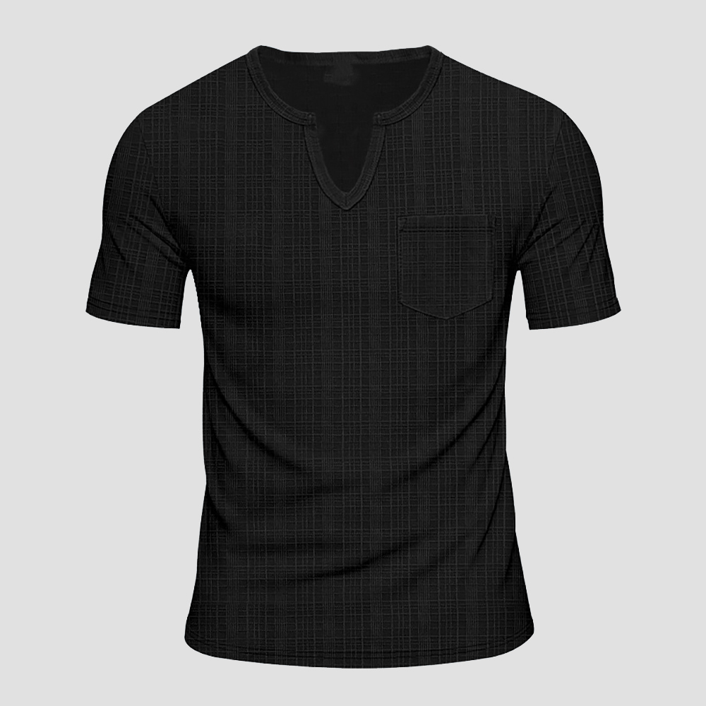 Herren lose imitation leinen bambus casual V-ausschnitt kurzarm