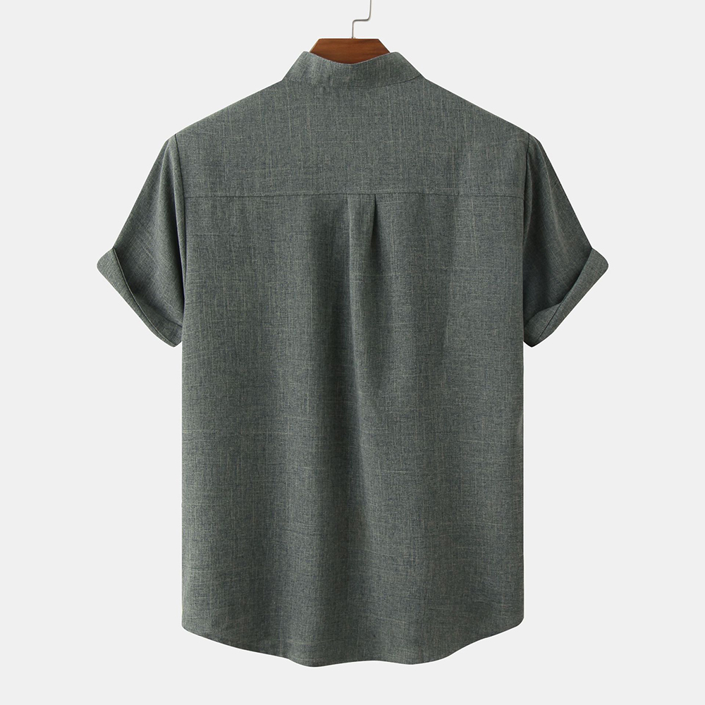 Feliztesoro 2023 verano nuevas camisas de hombre de lino de algodón de color sólido
