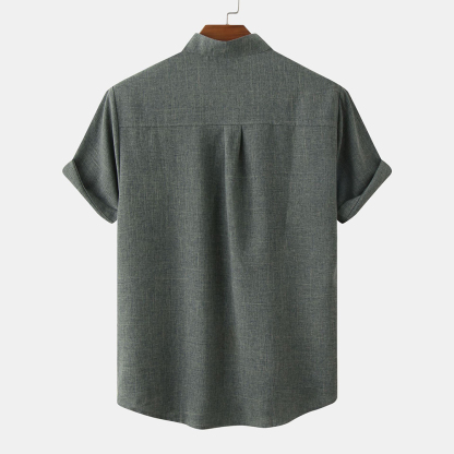 Feliztesoro 2023 verano nuevas camisas de hombre de lino de algodón de color sólido
