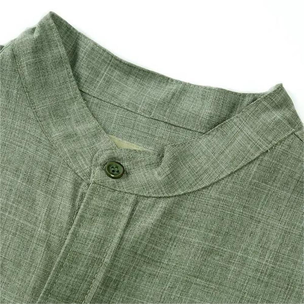 Feliztesoro 2023 verano nuevas camisas de hombre de lino de algodón de color sólido