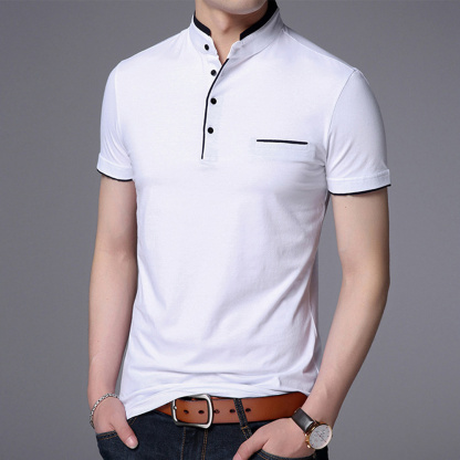 Gentlemenmode™ Sommer-Herren-T-Shirt mit Stehkragen und kurzen Ärmeln