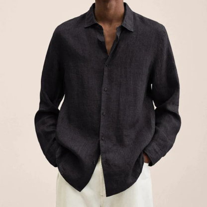 Gentlemenmode™ Neues lockeres, einfarbiges Hemd aus Baumwolle und Leinen für Herren