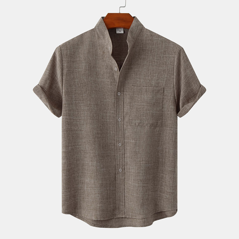Feliztesoro 2023 verano nuevas camisas de hombre de lino de algodón de color sólido