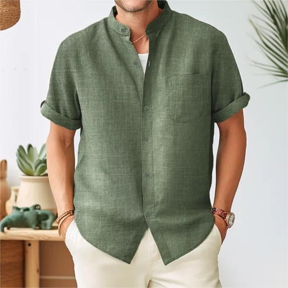 Feliztesoro 2023 verano nuevas camisas de hombre de lino de algodón de color sólido