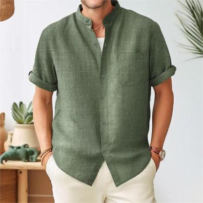 Feliztesoro 2023 verano nuevas camisas de hombre de lino de algodón de color sólido