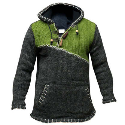 Vliegzeil Pullover-sweater met contrasterende capuchon voor heren