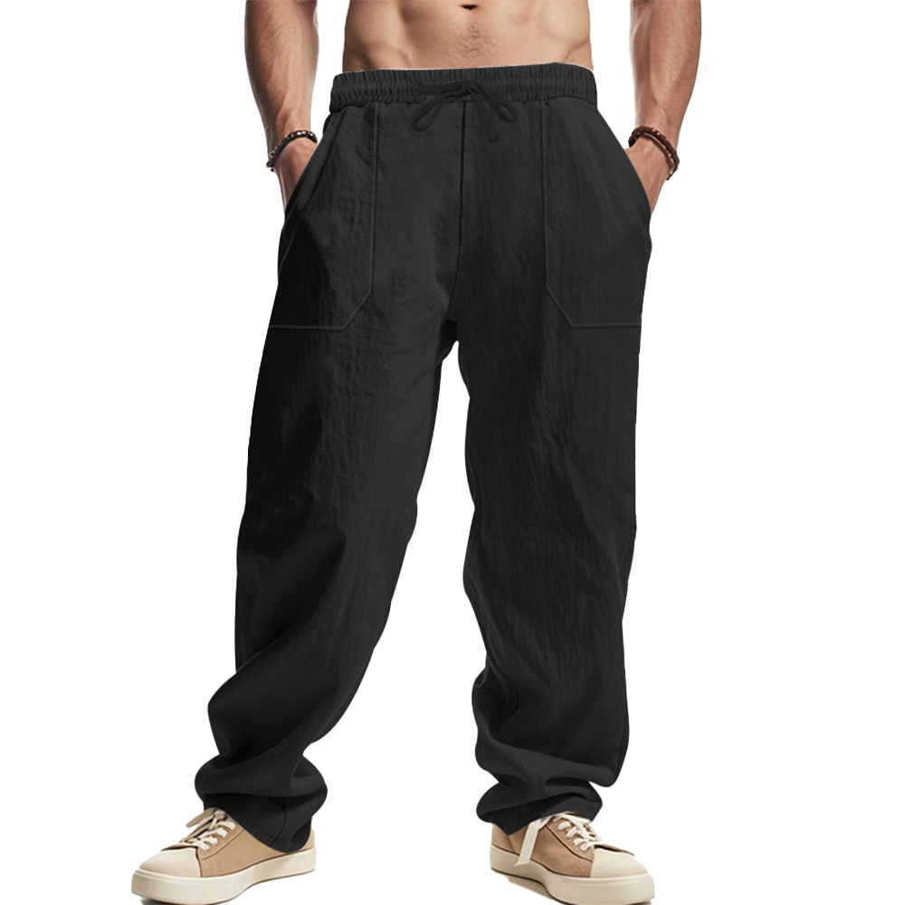 Lockere, gerade geschnittene Herrenhose aus Leinen