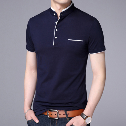 Gentlemenmode™ Sommer-Herren-T-Shirt mit Stehkragen und kurzen Ärmeln