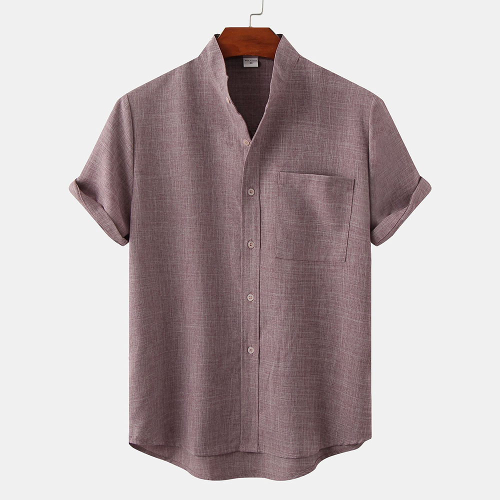 Feliztesoro 2023 verano nuevas camisas de hombre de lino de algodón de color sólido