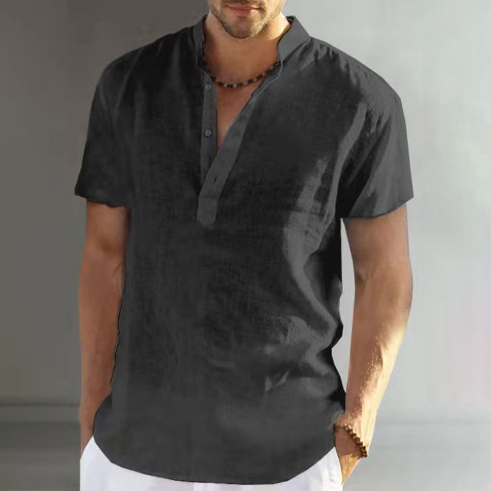 Dregenbogen™ Gemütliches Cardigan-T-Shirt aus Baumwolle und Leinen für Herren