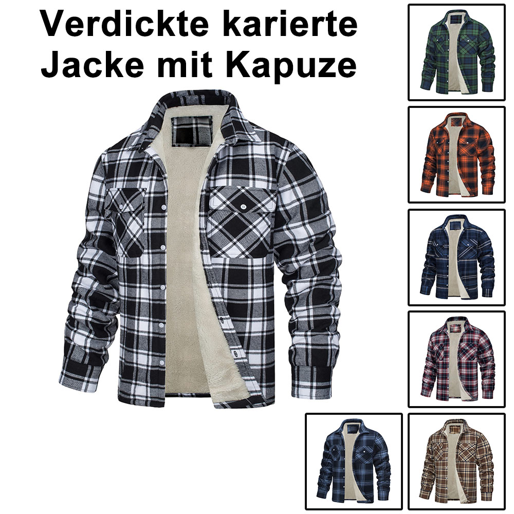 Gentlemenmode™ Mode neue Herren Revers Plaid dick gepolsterte warme Hemdjacke