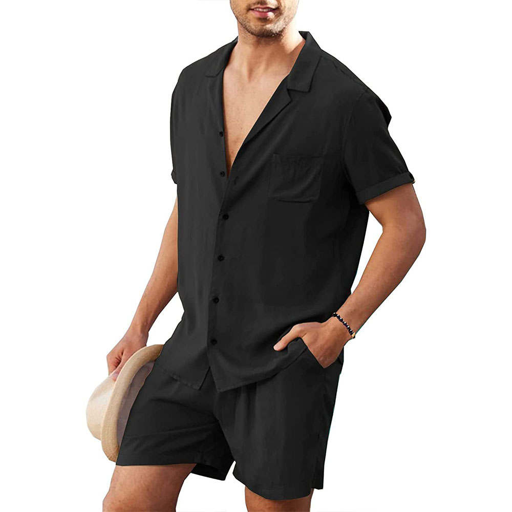 Gentlemenmode™ Lässiges Leinenhemd-Kurzarm-Shorts-Set für Herren
