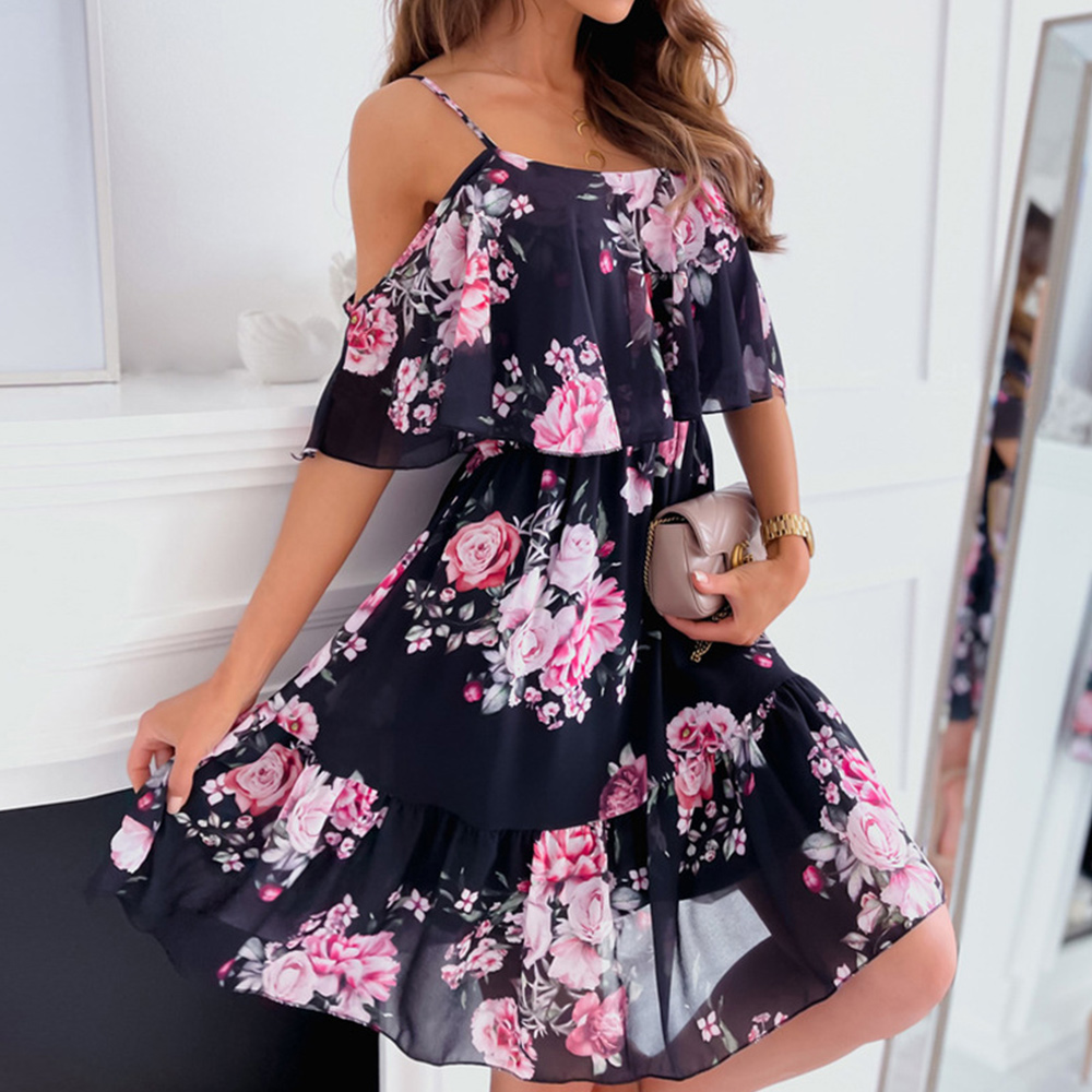 Gentlemenmode™ Sommerliches Damen-Strapskleid aus Chiffon mit Print