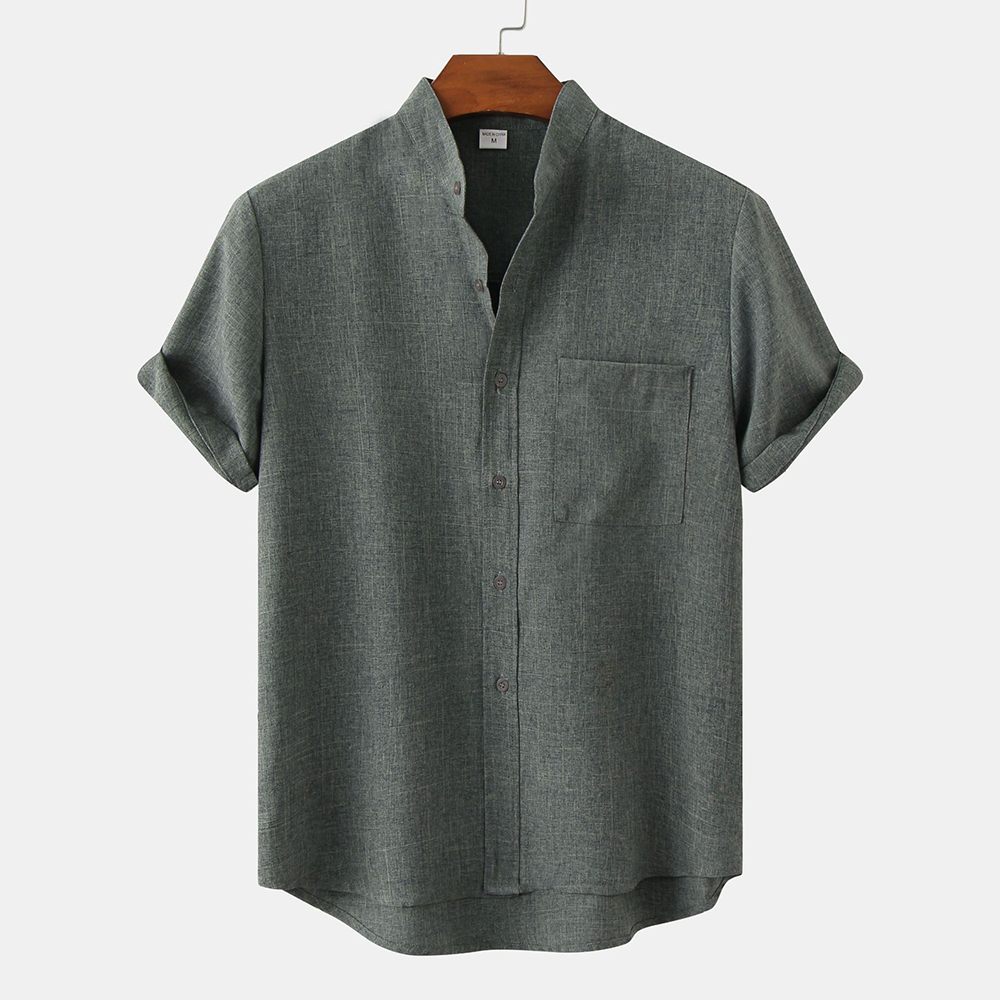 Feliztesoro 2023 verano nuevas camisas de hombre de lino de algodón de color sólido