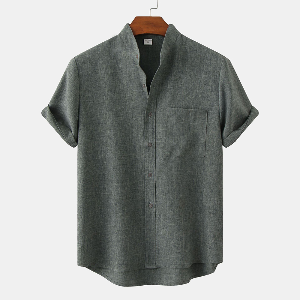 Feliztesoro 2023 verano nuevas camisas de hombre de lino de algodón de color sólido