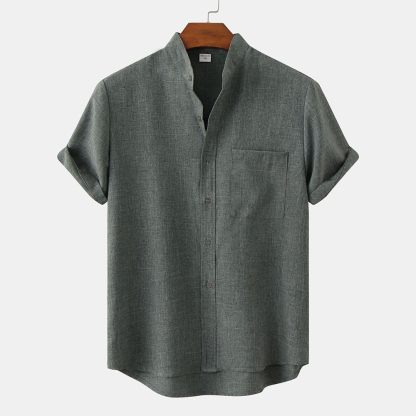 Feliztesoro 2023 verano nuevas camisas de hombre de lino de algodón de color sólido