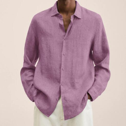 Gentlemenmode™ Neues lockeres, einfarbiges Hemd aus Baumwolle und Leinen für Herren