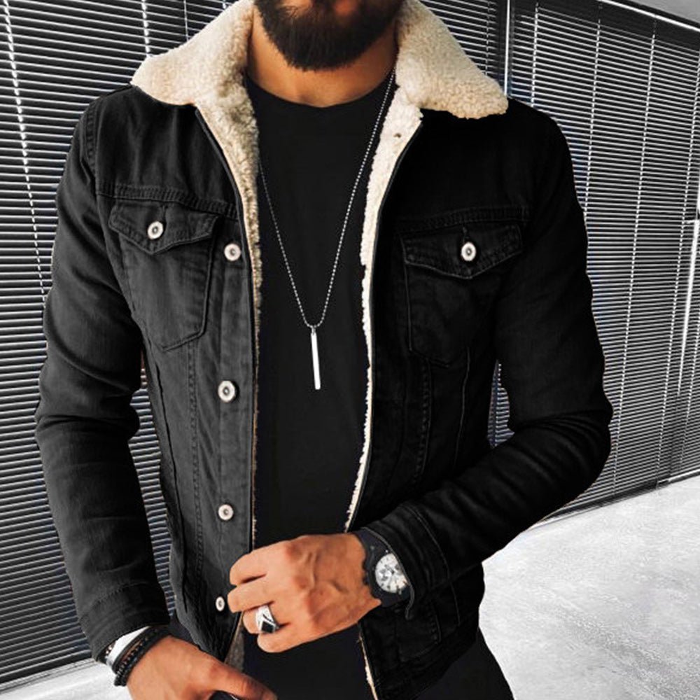 mens denim jacket with lambswool