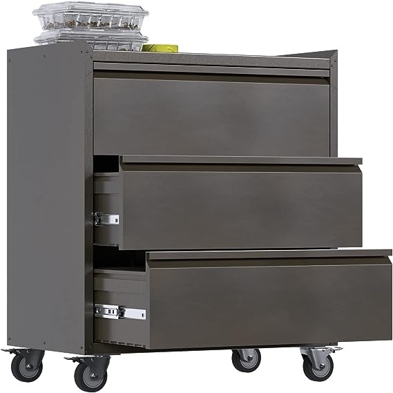 Gooseneck three-drawer two-color cabinet