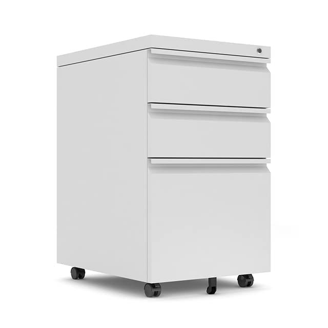Gooseneck three drawer movable cabinet White