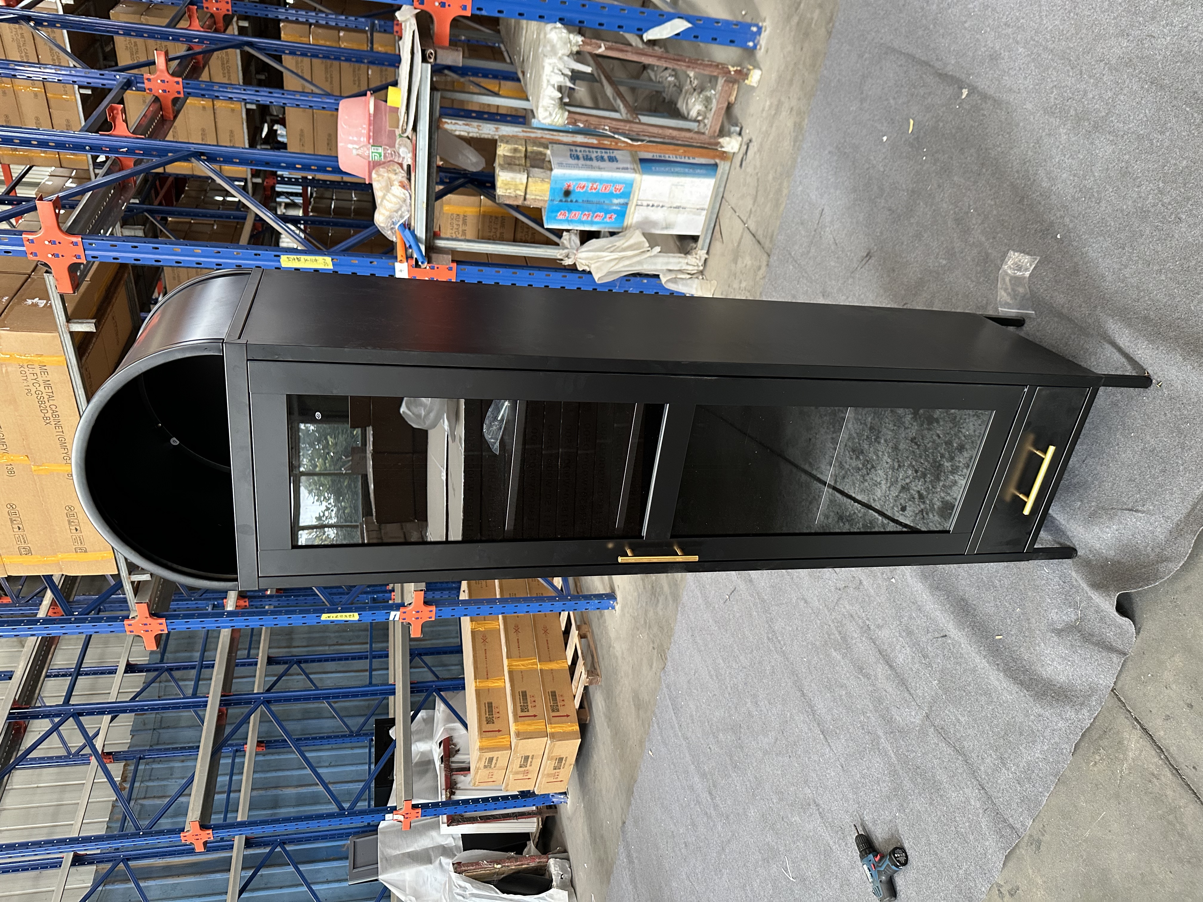 Arch glass single door under a draw narrow cabinet white拱上玻单门下一抽窄柜白