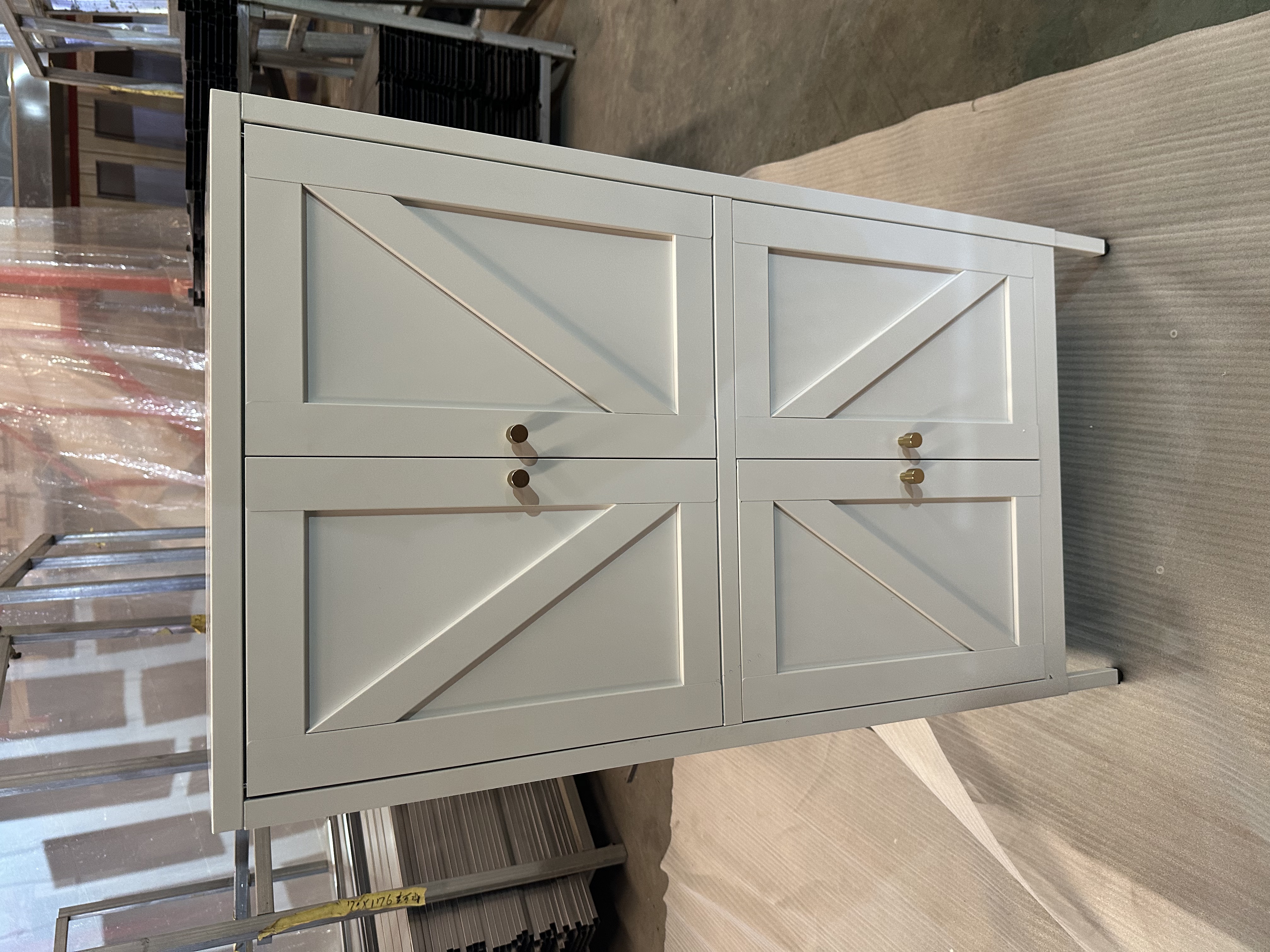 Four door rice character standing foot low cabinet四门米字站脚矮柜