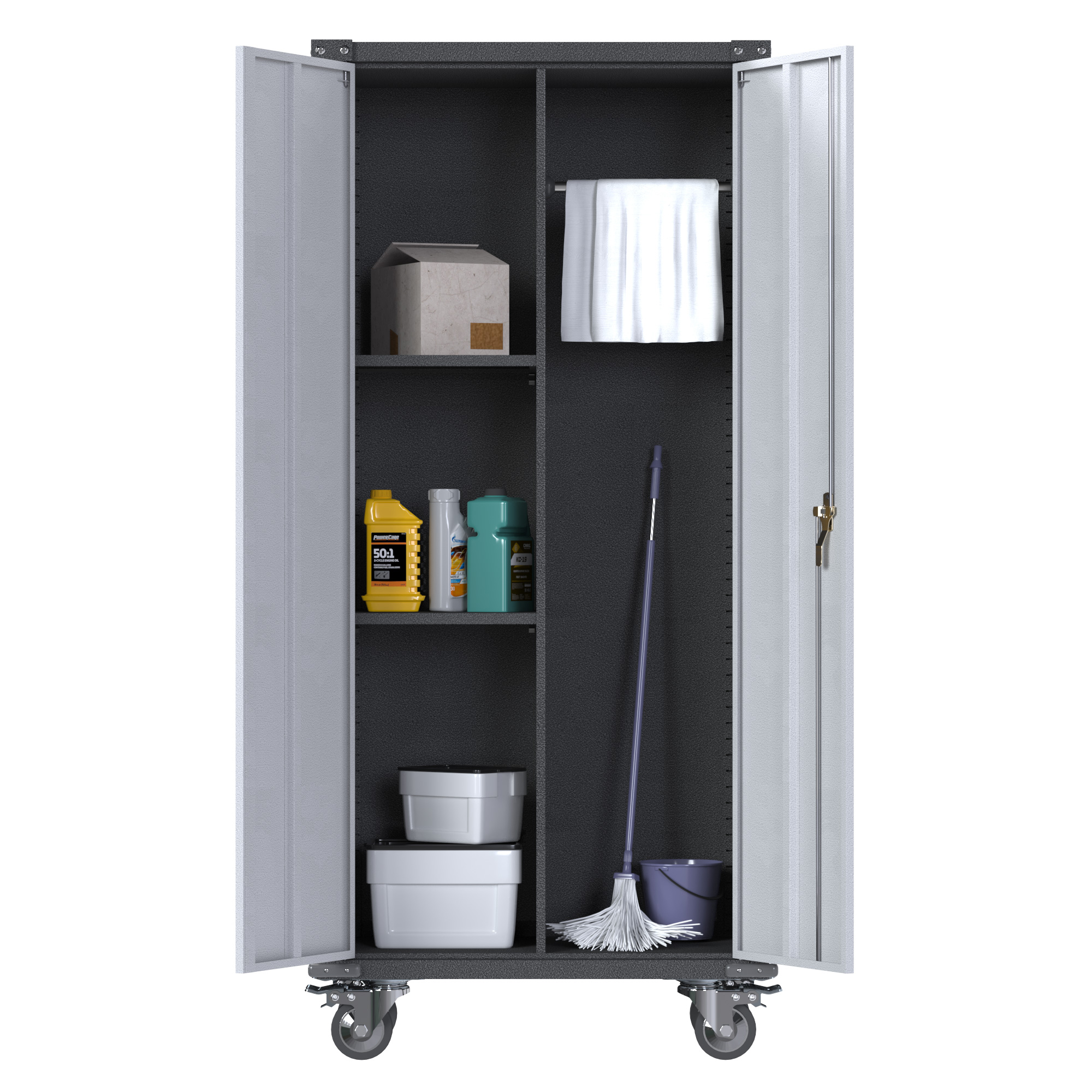 Handle pulley cleaning cabinet two-color