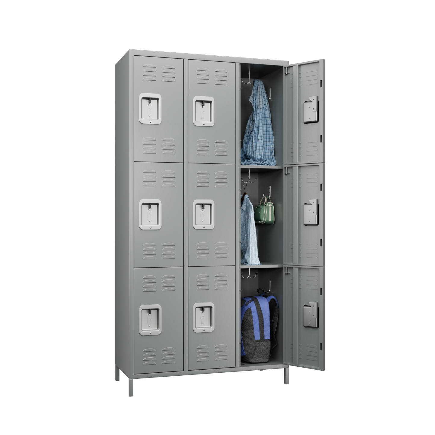 Wide nine-door wardrobe