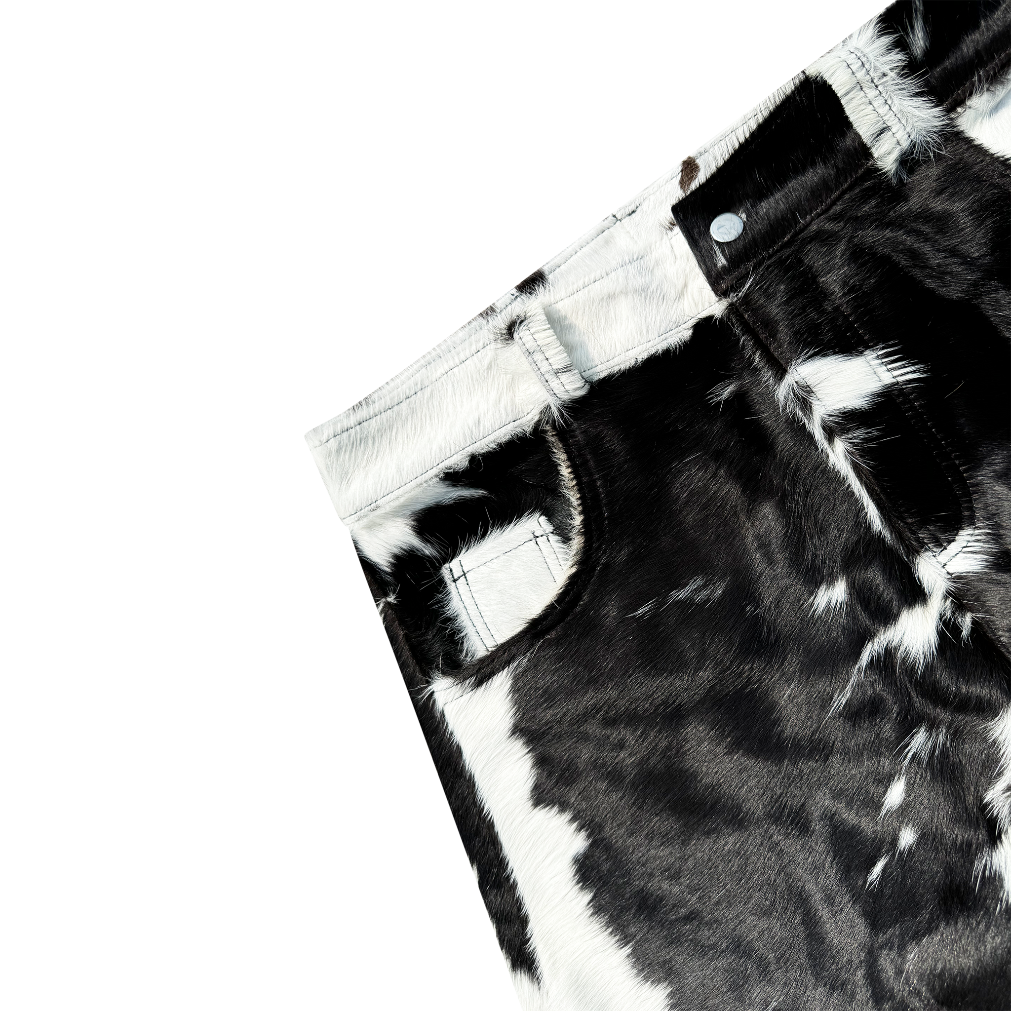 FLARED COWHIDE SHORTS