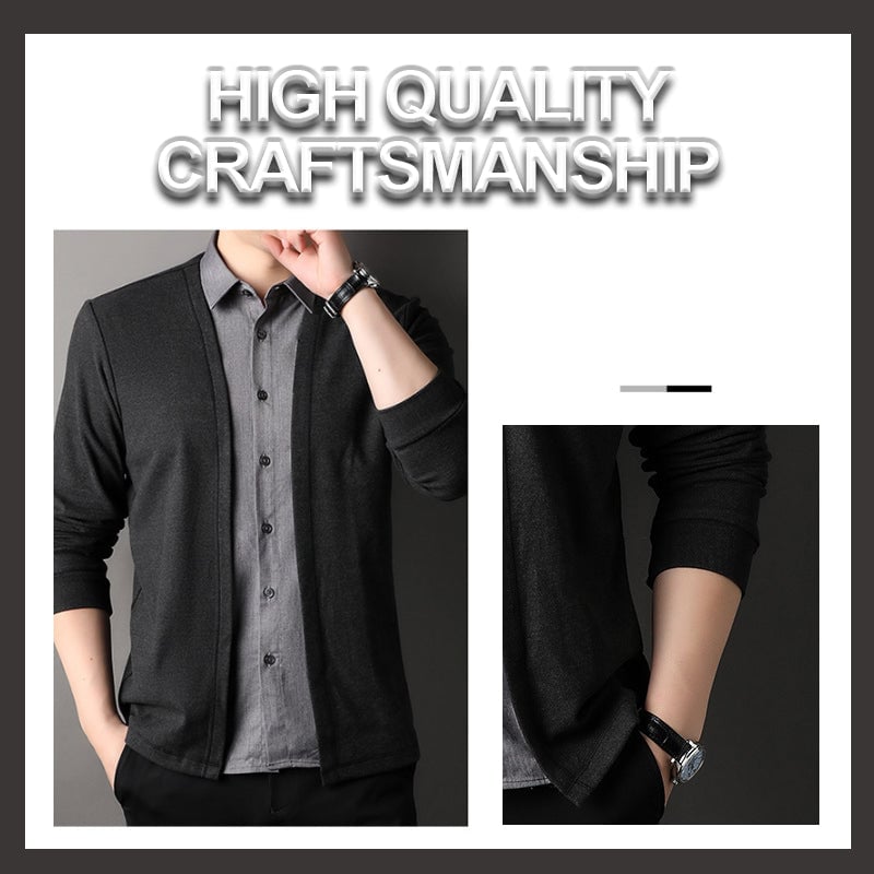 🔥Men's fake two-piece shirt collar knitted cardigan! 👔✨58% OFF!