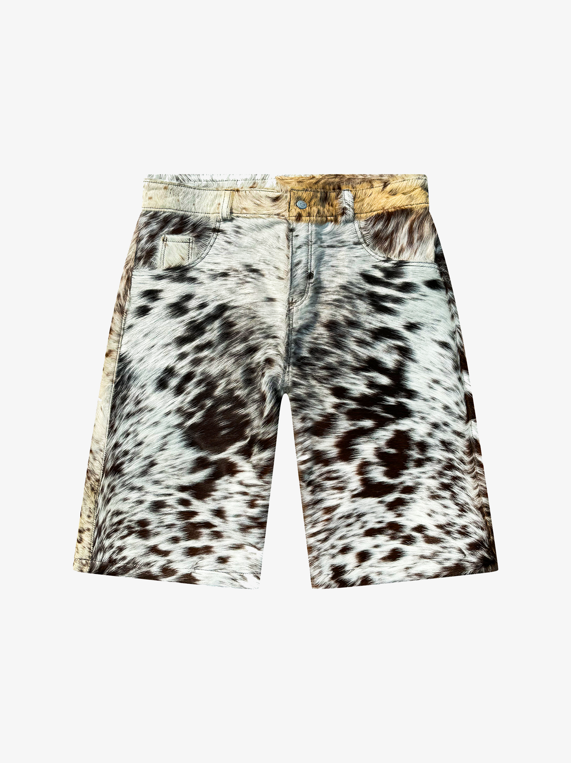 FLARED COWHIDE SHORTS