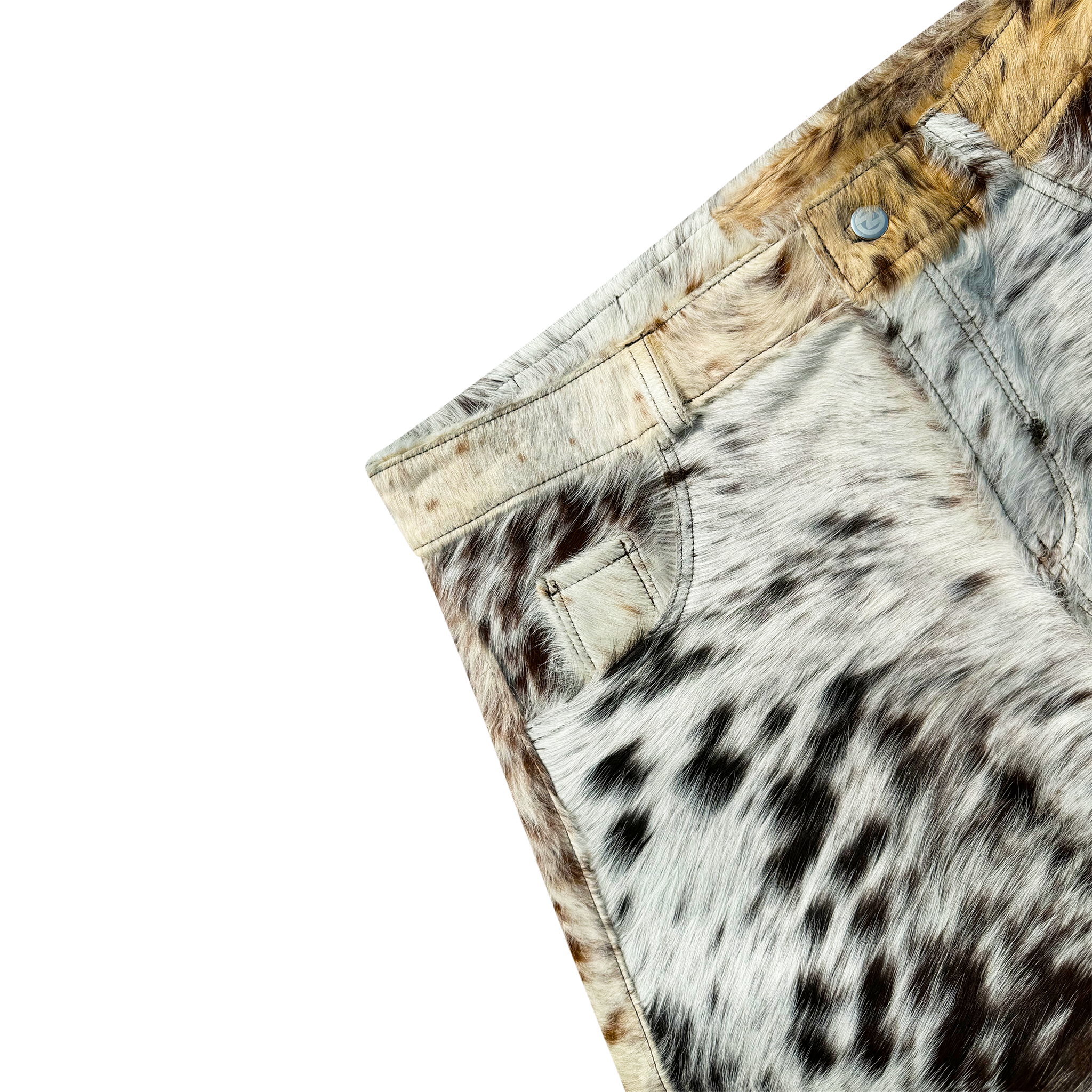 FLARED COWHIDE SHORTS