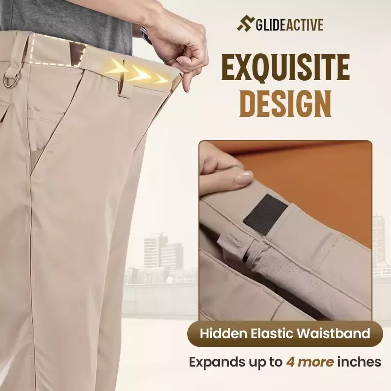 GlideActive - Men's Active Khaki Pants With Expandable Waistband