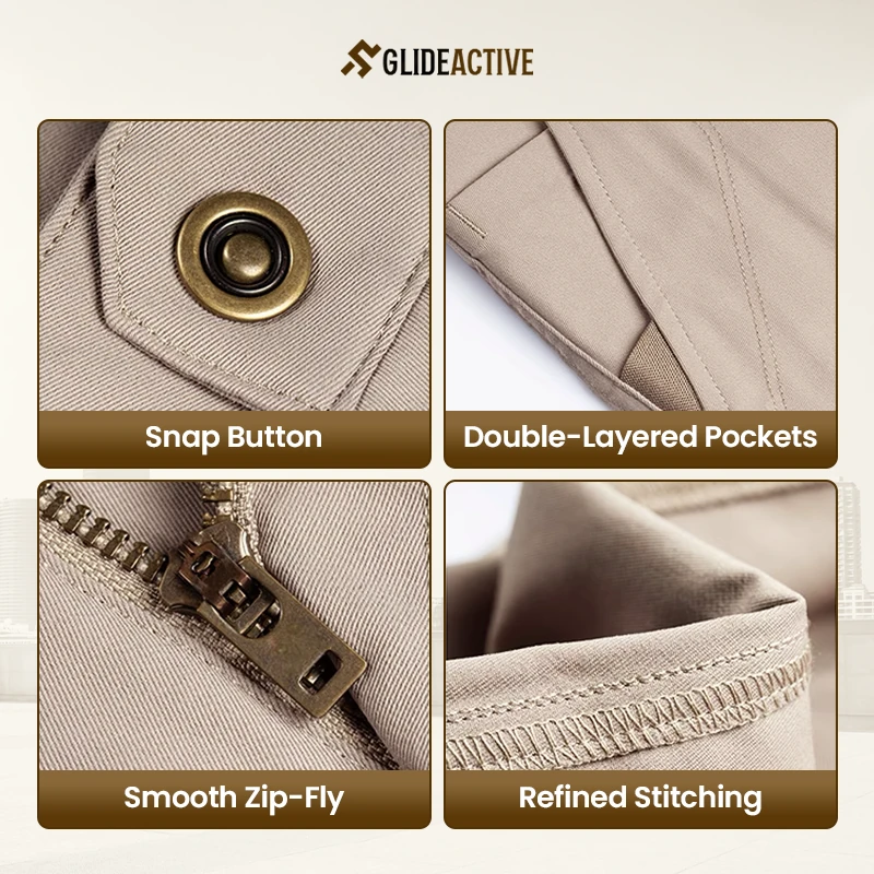 GlideActive - Men's Active Khaki Pants With Expandable Waistband