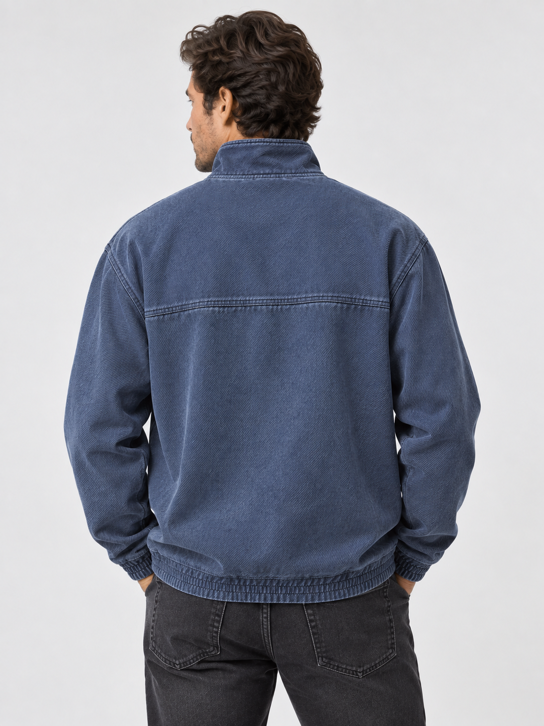 Men's Utility Style Quarter Zip Stand Collar Sweatshirt