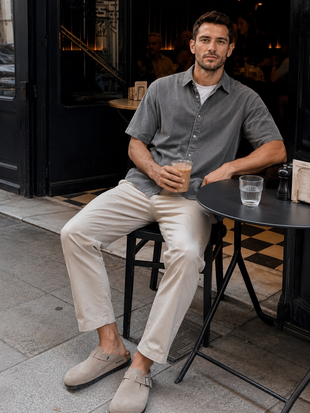 Men's Retro Corduroy Casual Short Sleeve Shirt