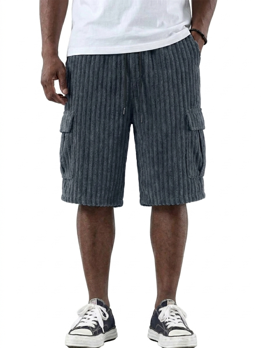 Men's Fashionable Retro Corduroy Multi-Pocket Cargo Shorts