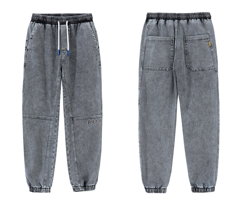 Men's 100% Cotton Vintage-Washed Distressed Multi-Pocket Loose-Fit Cuffed Casual Pants