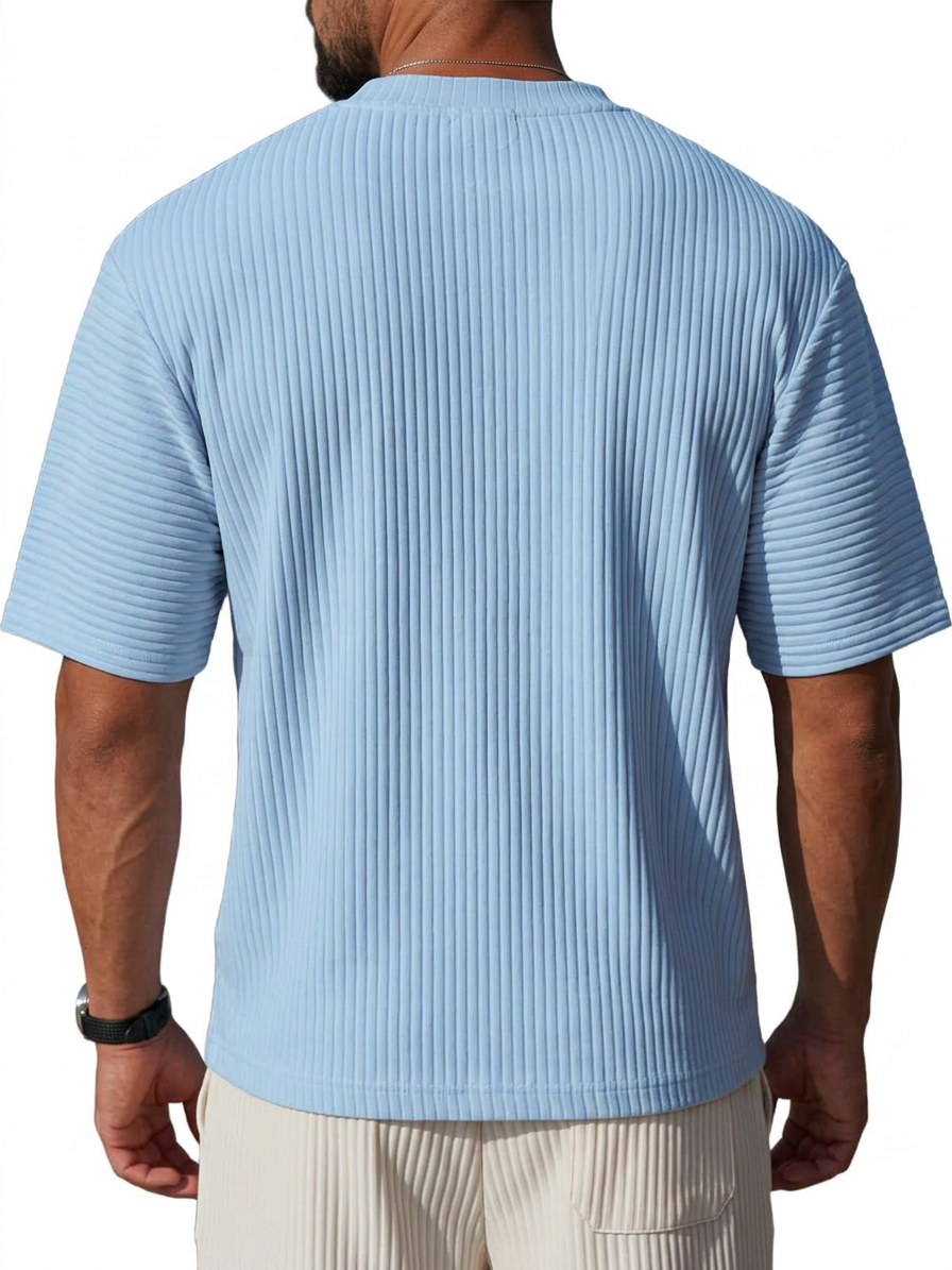 Men's Textured Ribbed Crew Neck T-Shirt